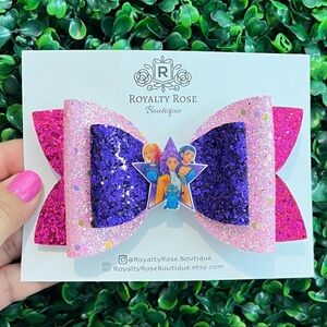 KPOP Demon Hunter Pink and Purple Glitter Bow